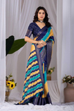 Soft Lichi Silk Saree with Diagonal Patola Print & Woven Zari Border
