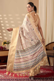 Soft Lichi Silk Saree with Luxurious Golden Zari Border