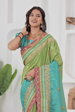 Green Radiance Chinon Silk Saree
