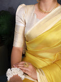 Jacquard Chex Zari Woven Saree- Yellow