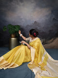 Jacquard Chex Zari Woven Saree- Yellow