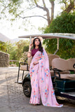 Light Pink Floral Print Saree