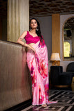 Light Pink Satin Glow Printed Silk Saree