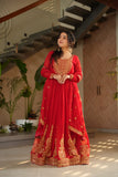 Red Zaria Bloom Gown Set