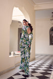 Green Marbel Floral Print Saree