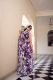 Deep Wine Marbel Floral Print Saree