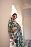 Green Marbel Floral Print Saree
