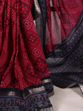 Maroon Bandhej Printed Polyester Viscose Chanderi Saree