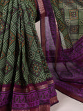 Mahendi Bandhej Printed Polyester Viscose Chanderi Saree
