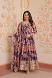 Purple Russian Silk Gown-Dupatta Set