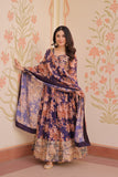 Purple Russian Silk Gown-Dupatta Set