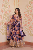 Purple Russian Silk Gown-Dupatta Set