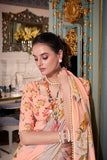 Peach Georgette Printed Saree with Pearl Lace Border
