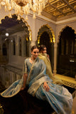 Sky Blue Tissue Shimmer Saree with Zari and Sequin Lace