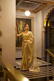 Golden Tissue Shimmer Saree with Zari and Sequin Lace