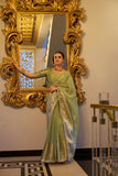 Pistachio Tissue Shimmer Saree with Zari and Sequin Lace