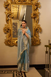 Sky Blue Tissue Shimmer Saree with Zari and Sequin Lace