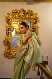 Pistachio Tissue Shimmer Saree with Zari and Sequin Lace