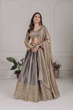 Elegant Grey Heavy Fendy Embroidered Lehenga Set